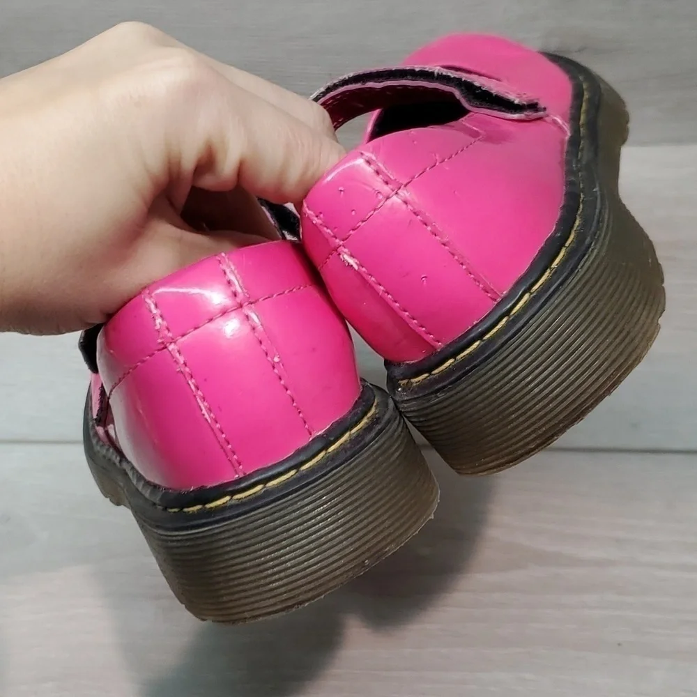 Dr.Martens Kids Girls Pink Tractor Platform Chunky Clogs Loafer shoes sz 2